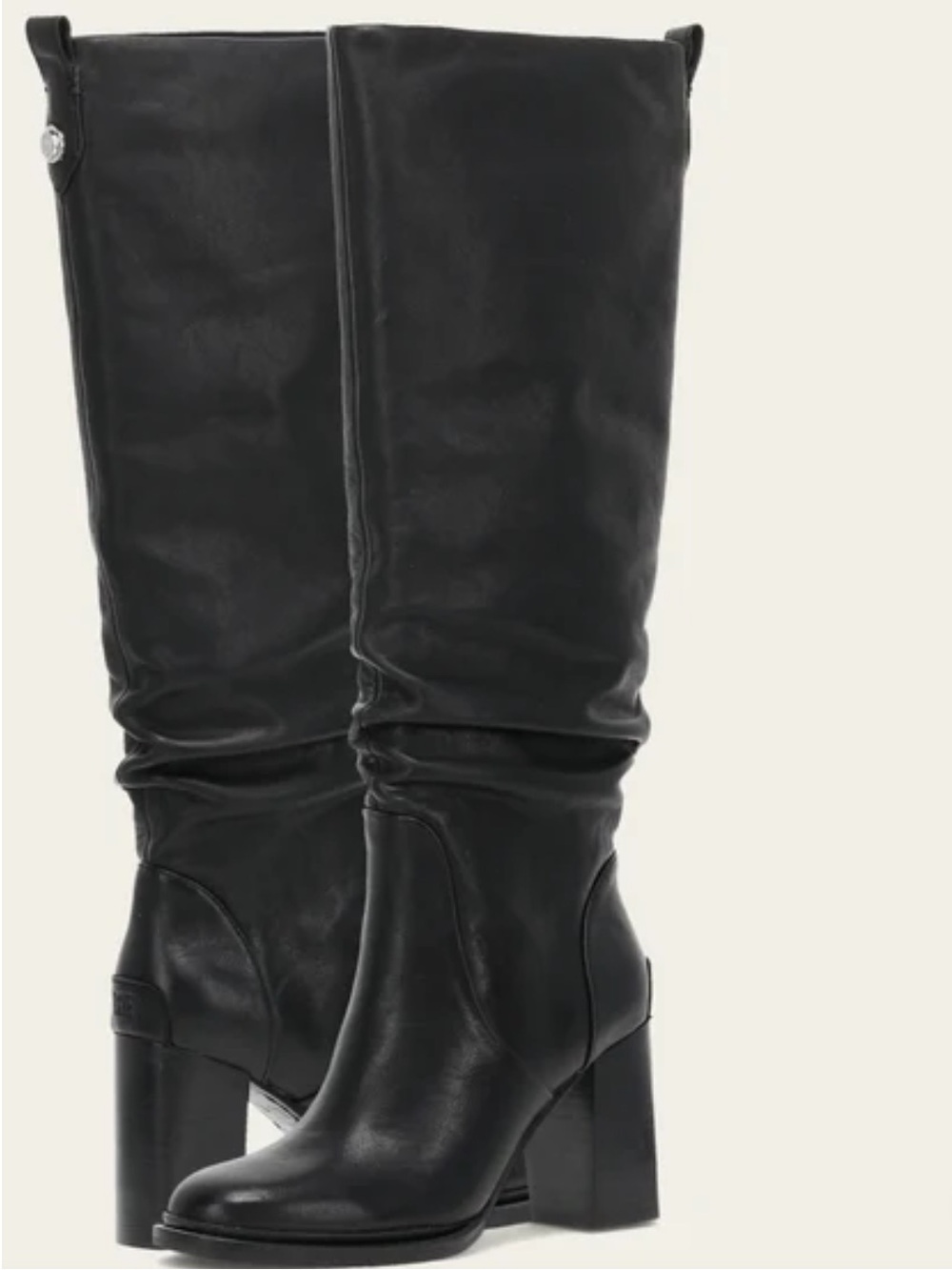 Frye Alex Softy Black Leather  Slouchy Heeled Boots Size 6 NEW